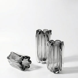 Modern Luxury Smoked Glass Vase Set of 3