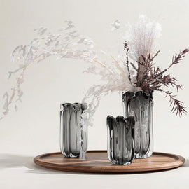 Modern Luxury Smoked Glass Vase Set of 3