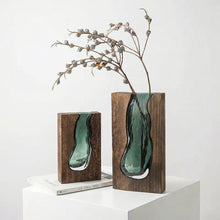 Load image into Gallery viewer, Nordic Solid Wood Glass Vase