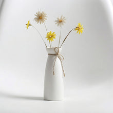 Load image into Gallery viewer, Minimalist White Ceramic Vase with Twine Bow