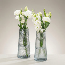 Nordic Clear Glass Vase with Textured Design