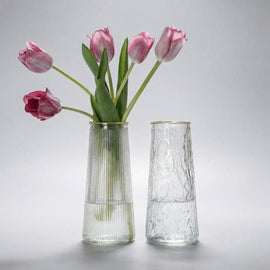 Nordic Clear Glass Vase with Textured Design